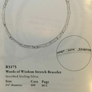 Silpada 925 "Words of Wisdom" Live Laugh Love Inspire Blessed Stretch Bracelet